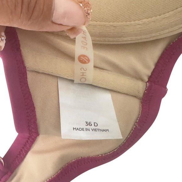 Shade And Shore Womens 36D Pink Magenta Underwire Bikini Top Twist Ring Detail - Picture 5 of 10